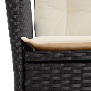 Ensemble de salle à manger de jardin noir avec coussins blanc crème comprenant table et chaises - Product Image 6