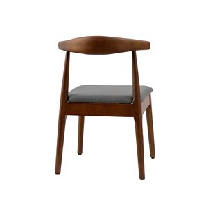 Metà del secolo sala da pranzo Set di 2 noce telaio carbone grigio cuscino in legno tessuto imbottito sedie da pranzo - Product Image 5
