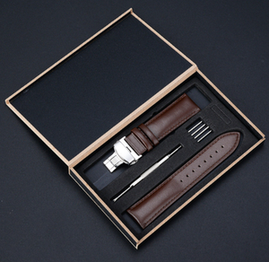 สายนาฬิกาหนังวัวพร้อมสายรัดหัวเข็มขัดผีเสื้อแบบกดคู่เหมาะสำหรับ <span class=keywords><strong>Apple</strong></span> Huawei Samsung - Product Image 1