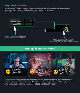 SSD NVMe Interno de 2TB M.2 PCIe Gen5x4 con Disipador de Calor para Juegos, IA, Estaciones de Trabajo y Uso de Escritorio - Velocidad de Lectura/Escritura de 14000/13000MB/s - Product Image 4
