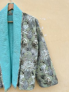 Couette indienne faite à la main 100% coton écologique matelassée anti-plis respirante séchage rapide imprimée numériquement avec poche avant Automne/Hiver - Product Image 3