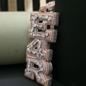Vertical Letter <b>Pendant</b> VVS Moissanite Hip Hop <b>Pendant</b> 925 <b>Silver</b> Iced Out <b>Pendant</b> Number Bail <b>Pendant</b> Custom <b>Initial</b> <b>Pendant</b> - Product Image 3