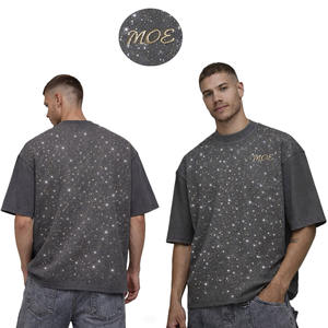 Camiseta de Hombre Personalizada con Pedrería, Algodón Grueso, Estilo Urbano, Fabricante OEM - Product Image 1