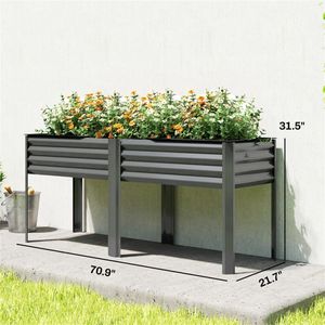 Fioriera e Vaso Rialzati Grigio Scuro per Giardino - Product Image 6