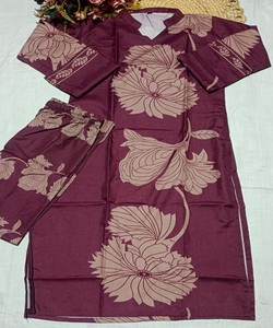 Conjunto de Kurta y Pantalón de Algodón Estampado con Textura, Ropa Tradicional Étnica para Mujer, Traje de Fiesta, Corte Regular 85573 SI:-362 - Product Image 2