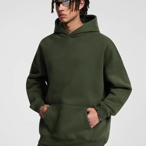เสื้อสเวตเชิ้ตมีฮู้ดสีเขียวมะกอกสำหรับผู้ชายทรงโอเวอร์ไซส์ลำลองผ้าฟลีซมีกระเป๋าแขนยาวใส่ได้ในฤดูใบไม้ร่วง 2027 - Product Image 1