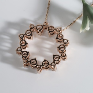 Floating Cluster of Brilliant Round Lab Grown Diamonds <b>Set</b> Delicate Rose Gold Prong <b>Suspended</b> Pendant Matching Link Chain Women - Product Image 4