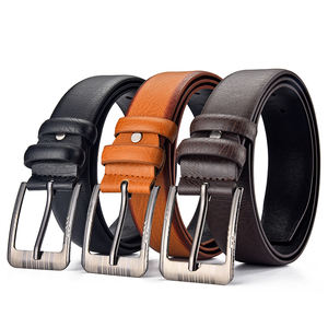 Ceinture à cliquet personnalisable avec logo, sans trous, boucle à ardillon, en cuir de vachette véritable, écologique, style vintage pour homme - Product Image 3