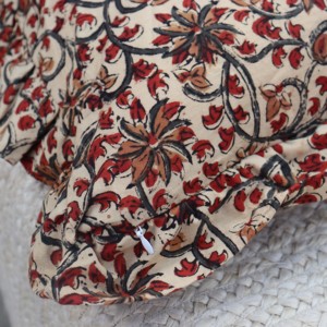 Vintage Floral Cotton Raffle Cushion <b>Covers</b> Bohemian <b>Throw</b> Pillows Handprinted Boho Trim <b>Sofa</b> Bed Pillow <b>Cover</b> Indian Cushion - Product Image 1