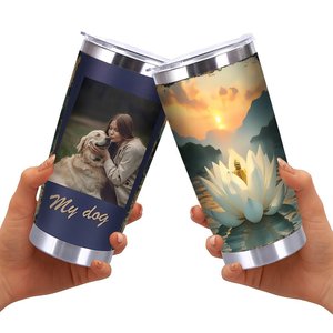 Vaso de Acero Inoxidable de 20oz con Doble Pared Aislada y Diseño de Atardecer de Loto para Uso Diario - Product Image 2