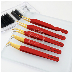 45 90 Degree Fiber Tip Eyelash Extension Tweezer Stainless Steel Boot Lash Isolation <b>Tool</b> Eyelash Tweezer Lash Extension Tweezer - Product Image 1