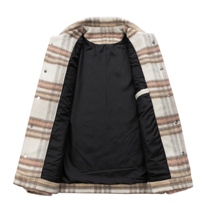 Wholesale Winter <b>Mens</b> High Quality Casual Plaid Hooded <b>Flannel</b> Shirt <b>Jacket</b> Zipper Closure Long Sleeve Front Logo - Product Image 5