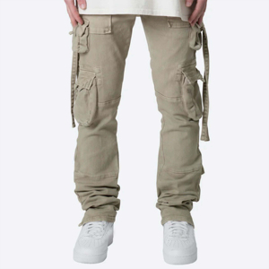 Pantalon cargo décontracté sur mesure de haute qualité pour hommes, taille plus, coupe droite, léger, taille élastique, multi-poches, 100% coton respirant - Product Image 4