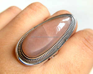 แหวนเงินสเตอร์ลิง925แหวนแฮนด์เมดแหวนพลอยทรงวงรียาวของขวัญสำหรับภรรยาแหวนฝาแหวนโบฮีเมียนสำหรับผู้หญิง - Product Image 1