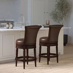26 pollici. Sgabello da bar girevole in legno con schienale alto, altezza bancone, 1 pezzo - Product Image 4