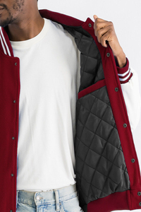 Factory Price Men's <b>Winter</b> High Quality Wool Stand Collar Hooded Windproof Heated Quick Dry Breathable Varsity <b>Jacket</b> Front Logo - Product Image 4