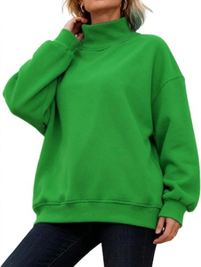 Custom Embroidered Streetwear Soft Cotton Mockneck Crewneck <b>Pullover</b> Sweater <b>Jumper</b> Fleece Oversized Women Mock Neck Sweatshirt - Product Image 5