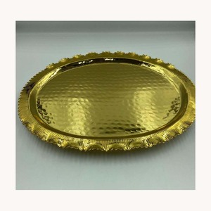 New Arrival Stylish Metal Hammered Serving <b>Tray</b> Customized Luxury Snack Tea Coffee Serving <b>Tray</b> For Home Decor - Product Image 1