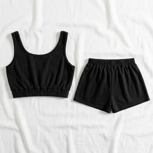 Conjunto Deportivo de Verano 2022 para Mujer, 2 Piezas, Camiseta sin Mangas y Pantalones Cortos, 100% Algodón, Ecológico, Antiestático, de Secado Rápido - Product Image 2