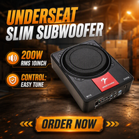 Subwoofer actif sous siège de 8/10 pouces, amplificateur intégré, haut-parleur à basses pures pour la modification audio de voiture