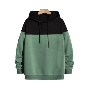 Conjunto de Sudadera con Capucha Unisex con Bloques de Color, Negro y Verde, Manga Larga, Chándal Informal para Adultos, Ropa de Otoño, Ajuste Holgado con Cordón - Product Image 3