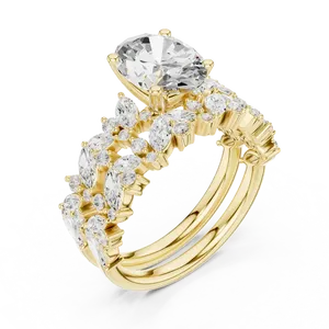 VVS E-F 2ct Oval Cut Lab Grown Diamond Engagement <b>Ring</b> 18K Solid Gold IGI Certified Marquise Cluster <b>Split</b> Shank Fine <b>Ring</b> - Product Image 2