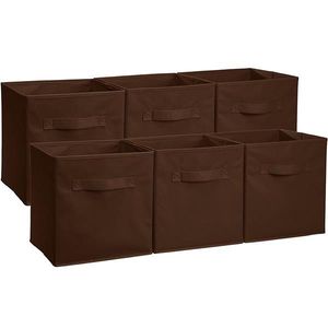 Set di 6 Scatole Portaoggetti in Tessuto Non Tessuto Marrone di Alta Qualità per Organizzazione Vestiti - Product Image 3