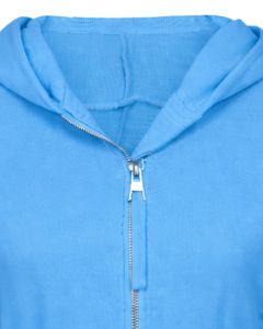 Manufacturer Womens Sky Blue Cropped <b>Zip</b> <b>Up</b> <b>Hoodie</b> Slim Fit Long Sleeve Casual Streetwear Fleece Sweatshirt Custom Logo ODM - Product Image 5