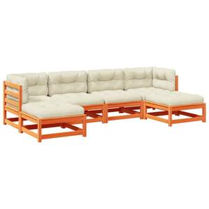 Conjunto de Sofás Modulares Grandes para Exteriores en Madera de Pino Sólido Color Marrón Encerado para Jardín, Producto de Alta Calidad - Product Image 2