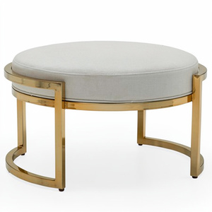 Modern Velvet Top <b>Stool</b> with Gold Plating Base <b>Portable</b> Footstool Ottoman Metal Leg for Bedroom & Warehouse Use - Product Image 1