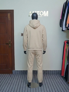 Ensemble de survêtement unisexe en molleton épais beige chaud avec logo personnalisé, sweat à capuche et pantalon de jogging, streetwear OEM personnalisé - Product Image 4