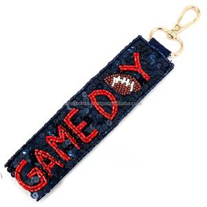 Handmade Beaded Embroidered Eco-Friendly Durable Keychain Custom Sequin <b>Bag</b> <b>Charm</b> Fabric Key Ring Women Girls Personalized Gift - Product Image 1