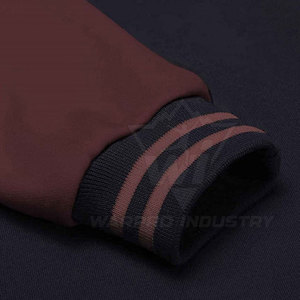 Stylish Everyday Jacket Letterman Style Wool Blend <b>Covered</b> <b>Button</b> Front Contrast Sleeves Casual Urban Wear Outerwear Apparel - Product Image 5