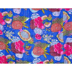 Manta Vintage Acolchada a Mano de Algodón 100% Puro, Ecológica, con Estampado Floral Clásico Indio, Hecha a Mano, Tipo Kantha, para el Hogar, Venta al por Mayor - Product Image 2