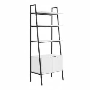 Étagère bibliothèque moderne avec armoire de rangement, bibliothèque autoportante en bois avec structure métallique pour l'exposition dans le salon - Product Image 4