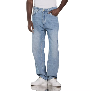 Jean en denim délavé coupe droite ample pour homme, style vintage, respirant, idéal été-automne - Product Image 4