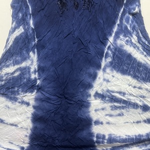 เสื้อทูนิคสไตล์โบฮีเมียนสีครามแบบย้อมสีแบบไทได สำหรับผู้หญิง คอทรงโอ แขนกุด คลาสสิก |   ชุดเดรสลำลองทรงหลวมสำหรับฤดูร้อน - Product Image 5