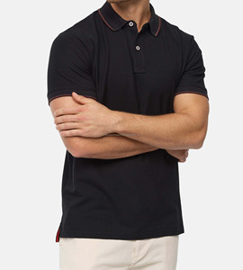 Camisa de Manga Corta Negra para Hombre, de Algodón Tejido, Transpirable, de Secado Rápido, Estilo Casual, Corte Regular, Diseño con Botones, Logotipo Frontal - Product Image 1