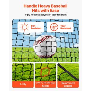 Gabbia da Battuta Portatile Autoportante 33.0 X 12.0 X 9.8 FT, Attrezzatura per Allenamento di Battuta, in Poliestere Senza Nodi a 4 Strati per Baseball - Product Image 3