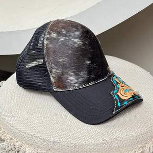 Casquette d'extérieur OEM à 5 panneaux classique en cuir usiné à la main vente en gros Casquette de camionneur en cuir de vache de haute qualité Casquette de sport pour unisexe - Product Image 4