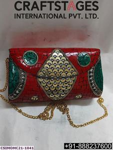 Craftstages International Handcrafted Metal <b>Clutch</b> Bag Chain Ethnic Designer Evening Sling Purse for Women 1-1.9L Capacity - Product Image 3