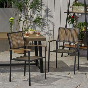 Set Bridget di 2 Sedie da Giardino in Legno e Metallo, Elegante Arredo per Esterni - Product Image 1