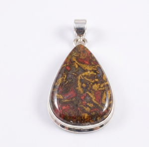 Grand collier pendentif goutte d'eau en agate marocaine, en argent sterling 925 plaqué or rose et or jaune, bijoux artisanaux en pierres précieuses - Product Image 1