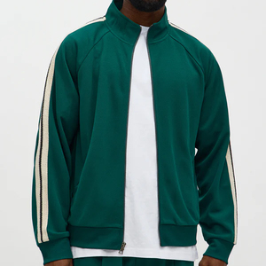 Chándal Deportivo de Poliéster Verde para Hombre, Manga Larga, Color Sólido, con Bolsillos Laterales y Cierre de Cremallera, para Otoño - Product Image 4
