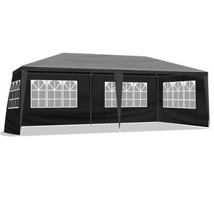 Carpa de Lona Negra de 10x20 pies con 6 Paredes Laterales Removibles, 2 Puertas y 4 Ventanas, Tela de PE Resistente, Gazebo para Exteriores para Bodas y Fiestas - Product Image 5