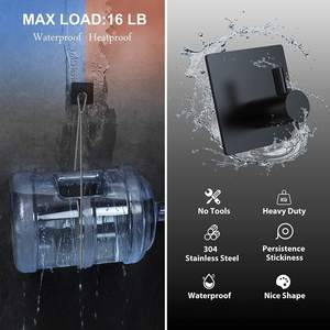 Heavy Duty Waterproof Stainless Steel Adhesive Hooks for <b>Wall</b> and Door-Bathroom Towel and <b>Clothes</b> Hanging Squre Black Hook - Product Image 5