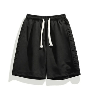 Shorts de bain pour hommes, design personnalisé, 3D embossé, 100% coton molletonné, fermeture éclair, broderie, style streetwear, écologiques - Product Image 1