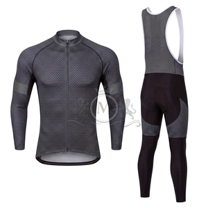 Ensemble de maillot de cyclisme pour hommes, manches longues, motif hexagonal gris, séchage rapide, respirant, vêtements de vélo de route - Product Image 1