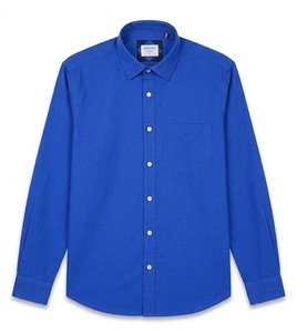 Enovate Men's Double Breasted Solid Color Long Sleeve Casual Shirt Turn-<b>down</b> Collar Breathable Woven Poplin Cotton Back Neck - Product Image 1
