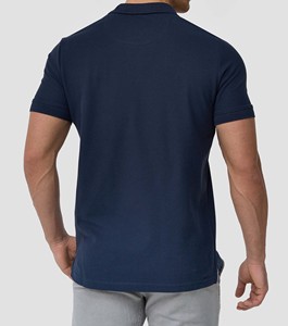 Men's Navy <b>Blue</b> Short Sleeve <b>Polo</b> <b>Shirt</b> Cotton Pique Knitted Casual Solid Color Breathable Regular Fit - Product Image 5